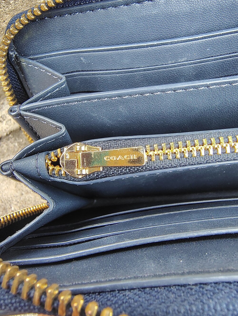 Coach Long Zip Around Wallet in Signature Canvas Blue - Picture 6 of 9